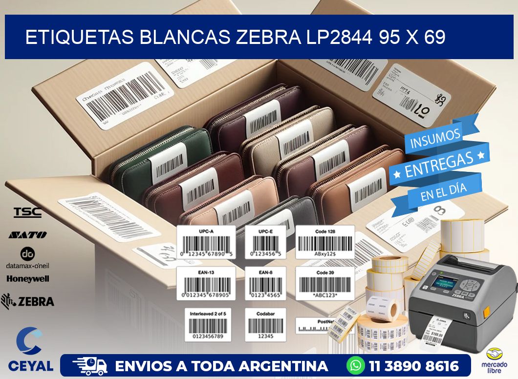 ETIQUETAS BLANCAS ZEBRA LP2844 95 x 69