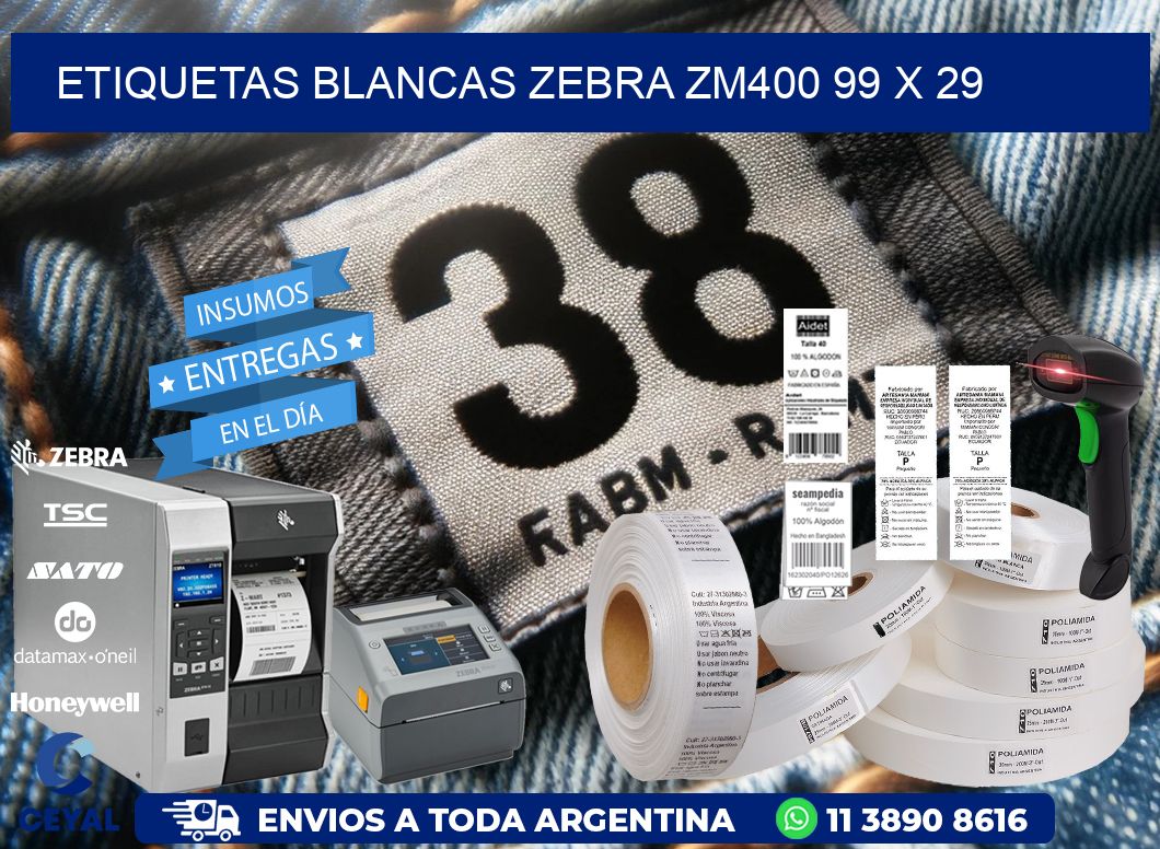 ETIQUETAS BLANCAS ZEBRA ZM400 99 x 29