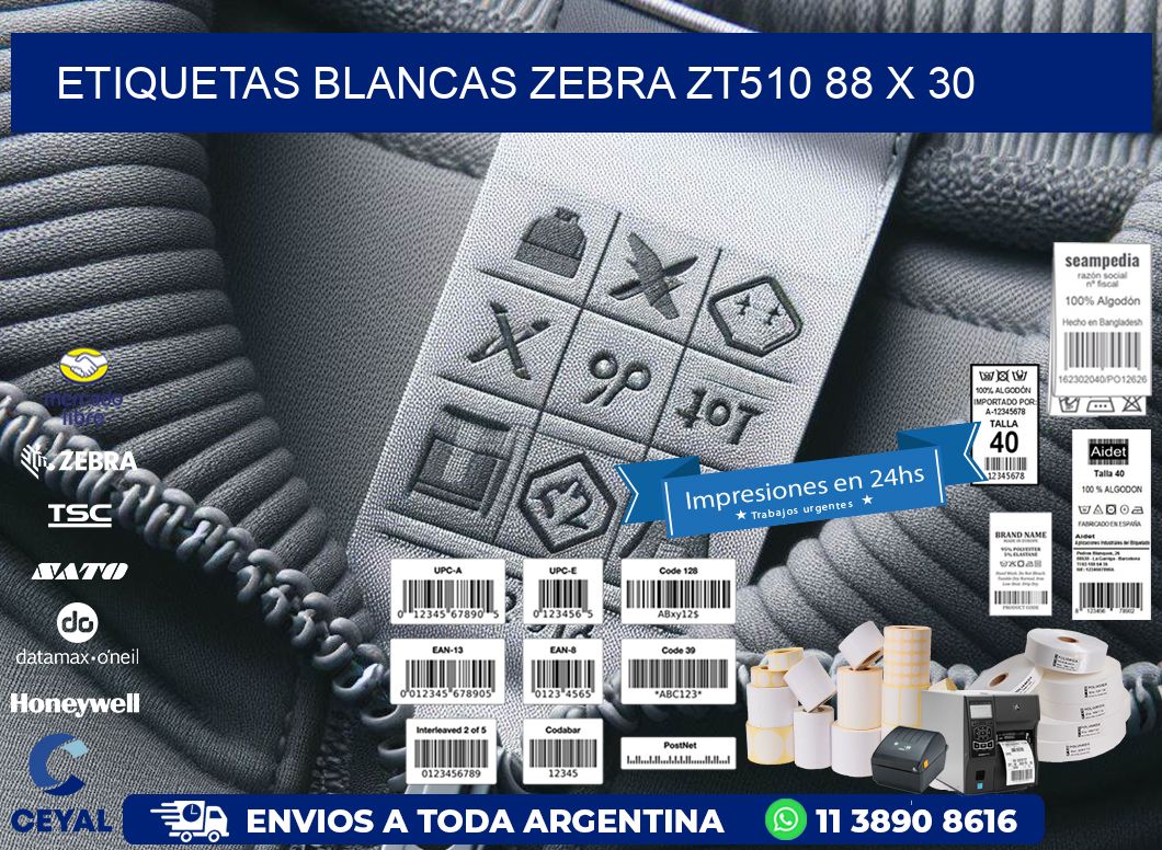 ETIQUETAS BLANCAS ZEBRA ZT510 88 x 30
