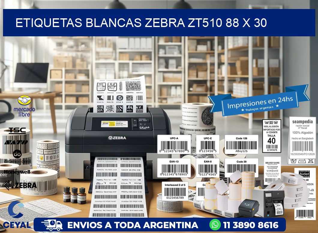 ETIQUETAS BLANCAS ZEBRA ZT510 88 x 30