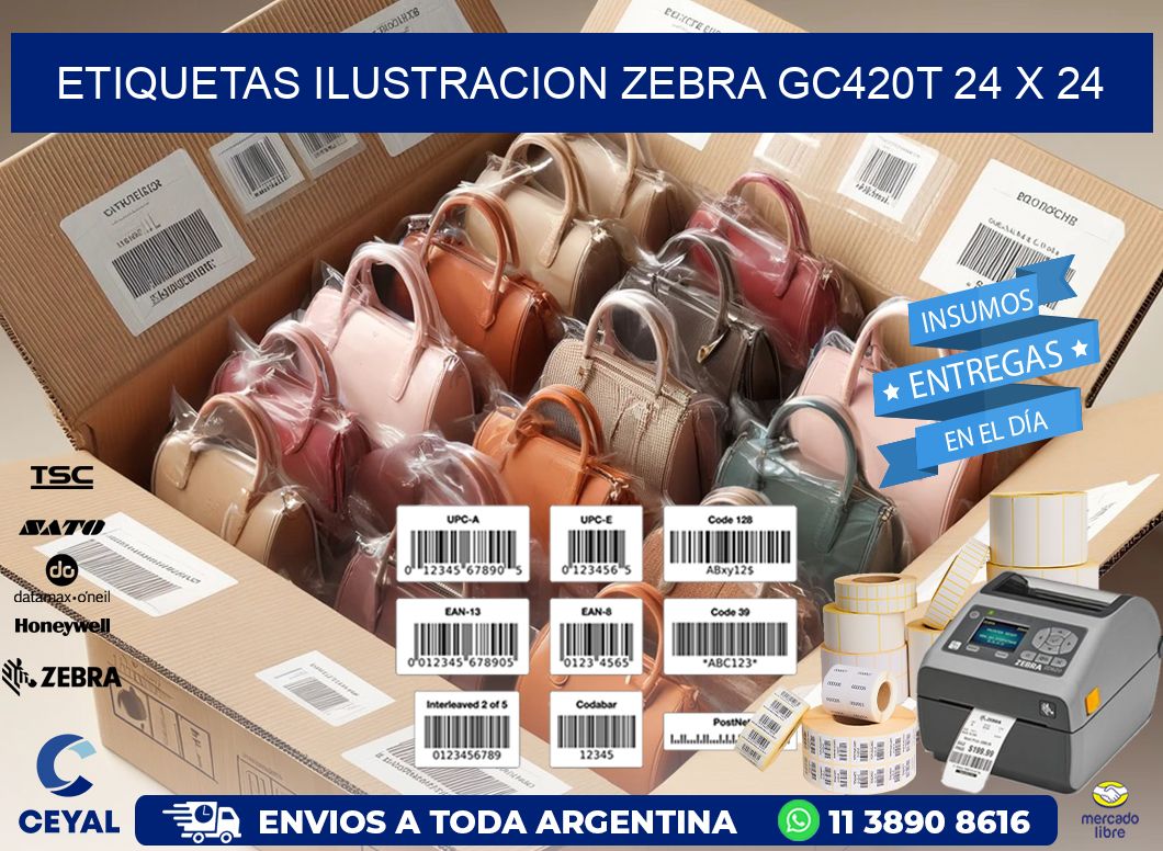 ETIQUETAS ILUSTRACION ZEBRA GC420T 24 x 24