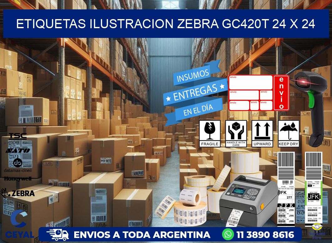 ETIQUETAS ILUSTRACION ZEBRA GC420T 24 x 24