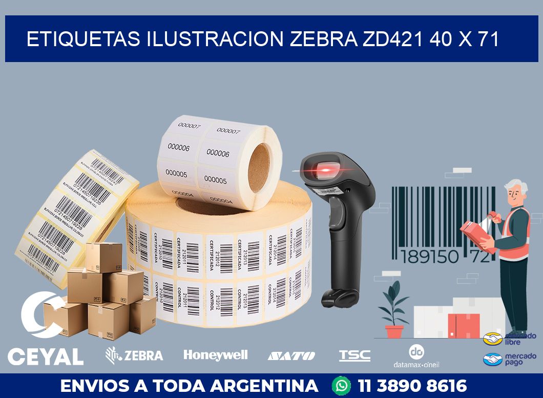 ETIQUETAS ILUSTRACION ZEBRA ZD421 40 x 71