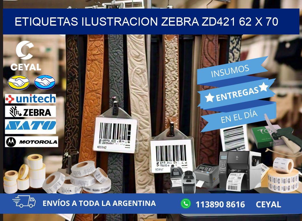 ETIQUETAS ILUSTRACION ZEBRA ZD421 62 x 70
