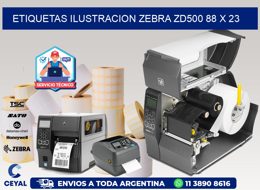 ETIQUETAS ILUSTRACION ZEBRA ZD500 88 x 23