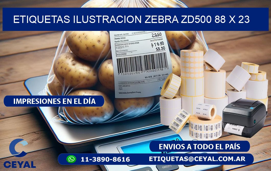 ETIQUETAS ILUSTRACION ZEBRA ZD500 88 x 23