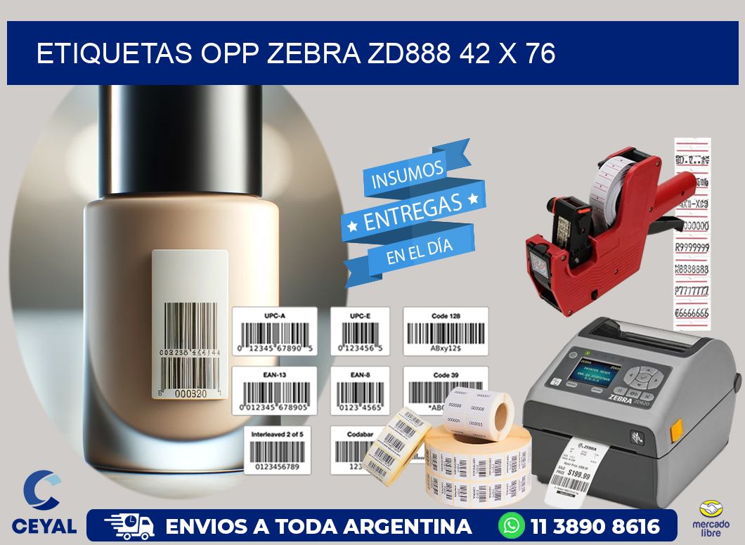 ETIQUETAS OPP ZEBRA ZD888 42 x 76