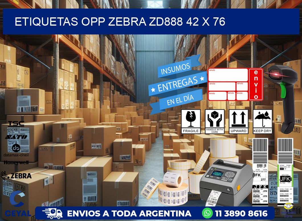 ETIQUETAS OPP ZEBRA ZD888 42 x 76