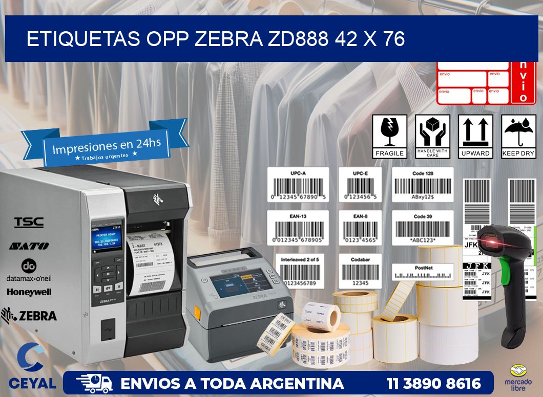 ETIQUETAS OPP ZEBRA ZD888 42 x 76