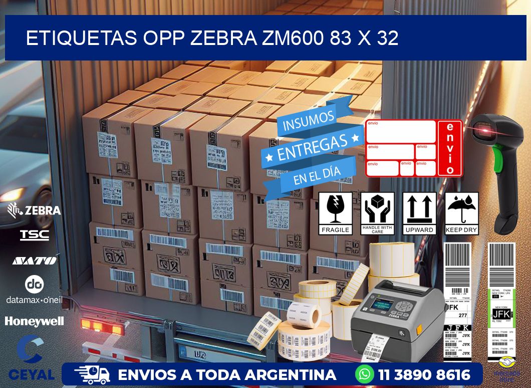 ETIQUETAS OPP ZEBRA ZM600 83 x 32