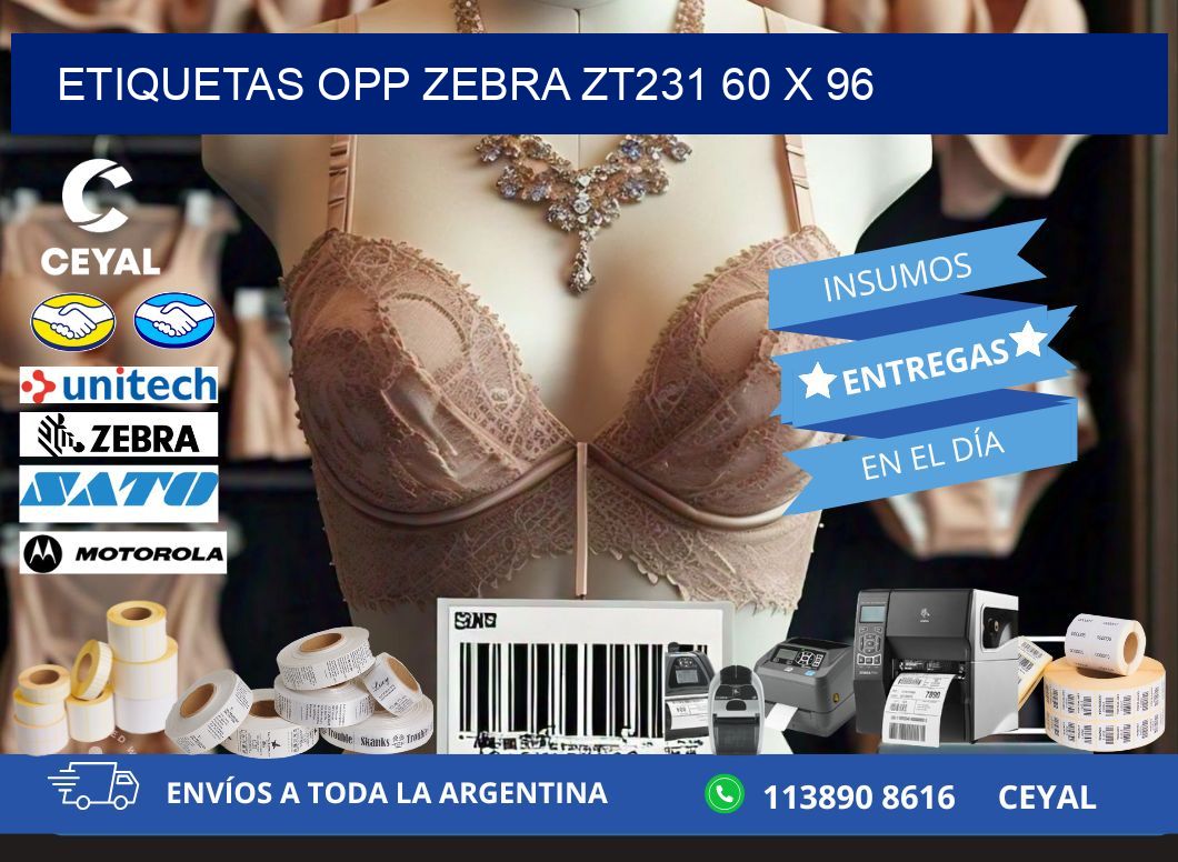 ETIQUETAS OPP ZEBRA ZT231 60 x 96