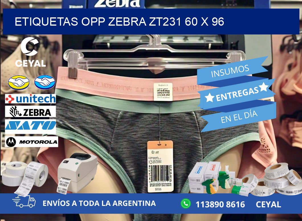 ETIQUETAS OPP ZEBRA ZT231 60 x 96