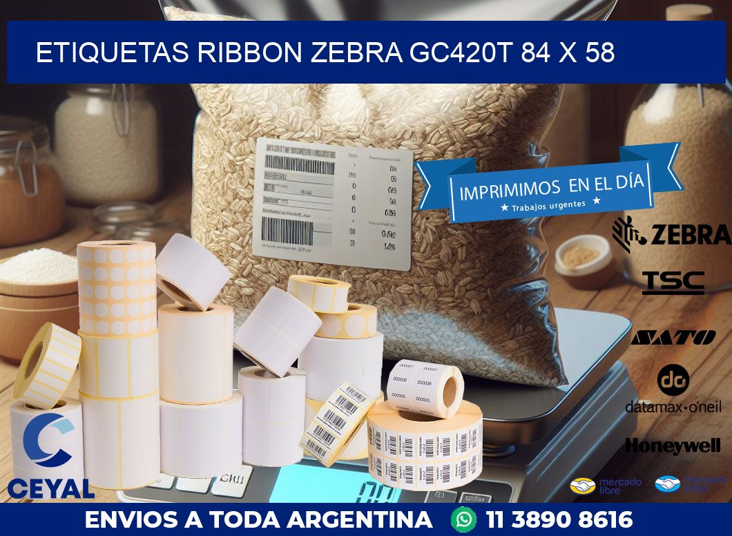ETIQUETAS RIBBON Zebra GC420T 84 x 58