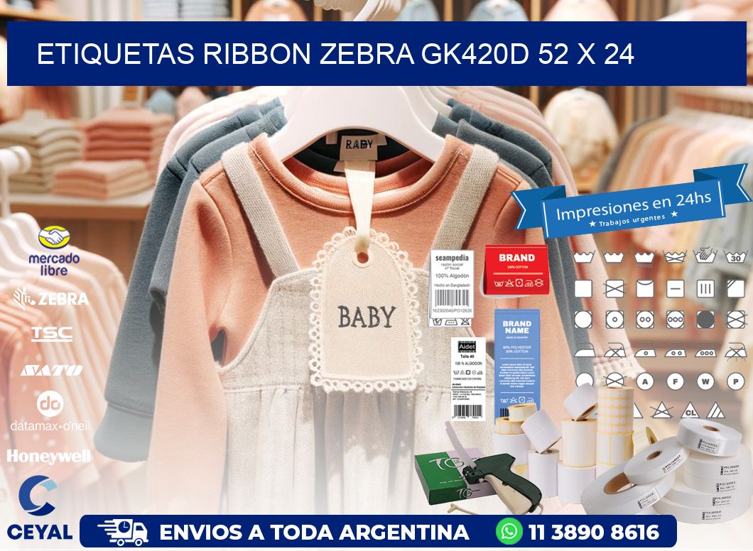 ETIQUETAS RIBBON Zebra GK420D 52 x 24