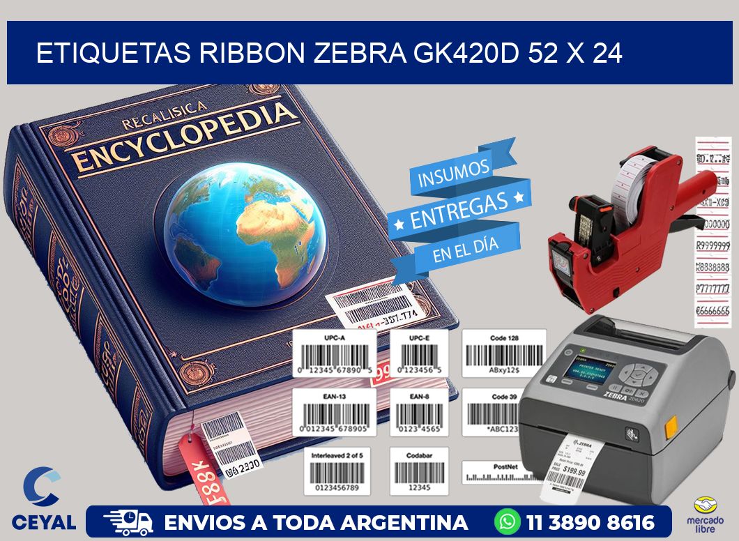 ETIQUETAS RIBBON Zebra GK420D 52 x 24