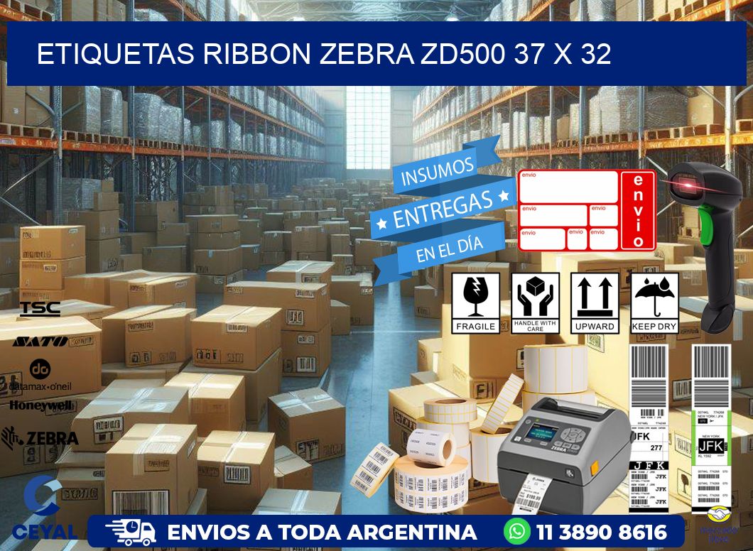 ETIQUETAS RIBBON Zebra ZD500 37 x 32