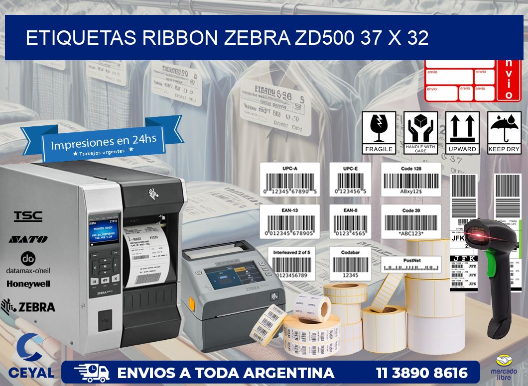 ETIQUETAS RIBBON Zebra ZD500 37 x 32