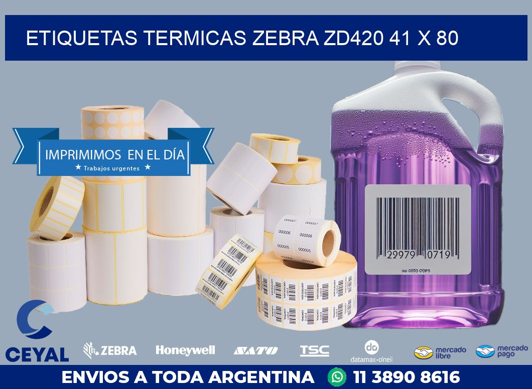 ETIQUETAS TERMICAS ZEBRA ZD420 41 x 80