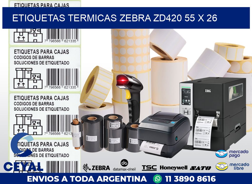 ETIQUETAS TERMICAS ZEBRA ZD420 55 x 26