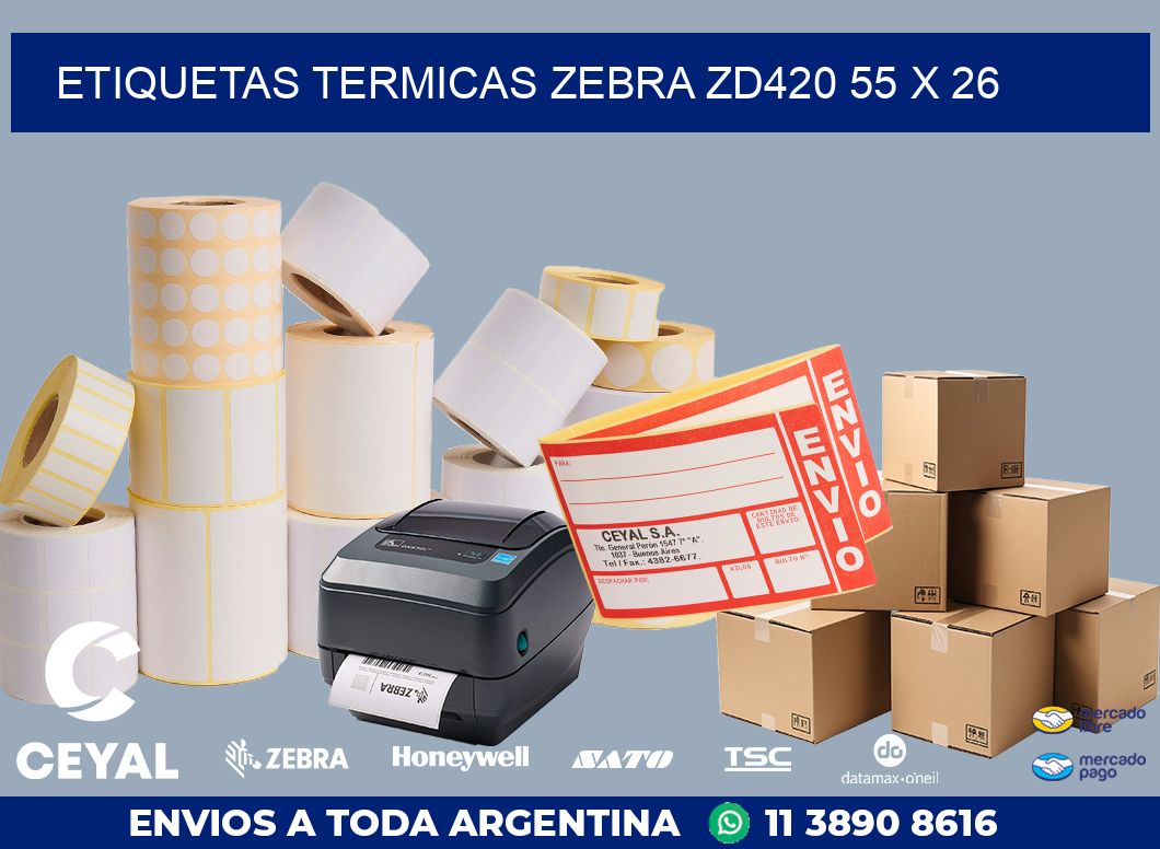 ETIQUETAS TERMICAS ZEBRA ZD420 55 x 26