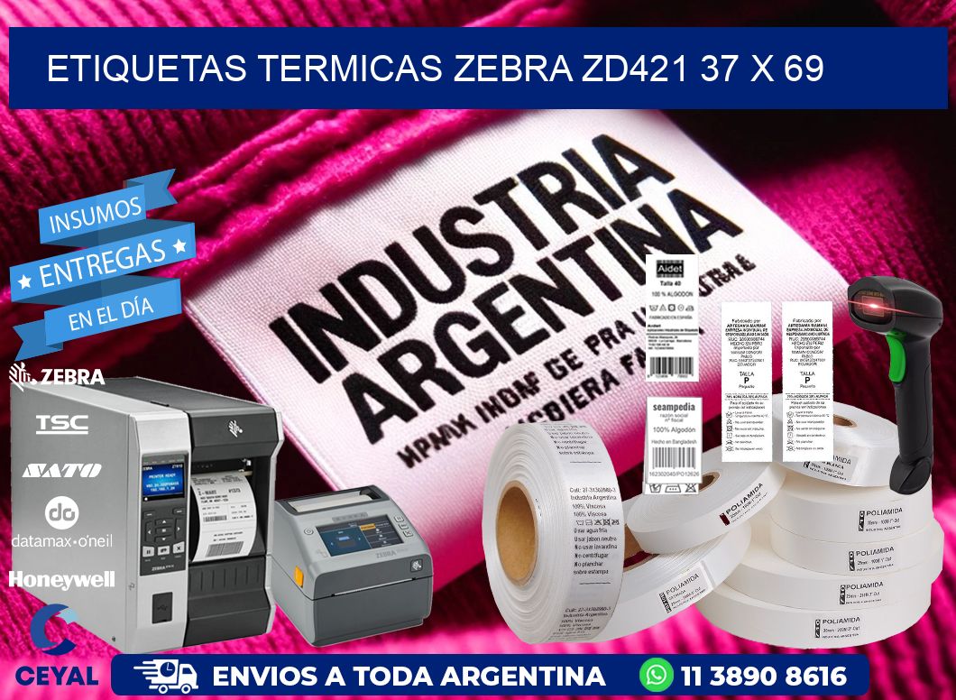 ETIQUETAS TERMICAS ZEBRA ZD421 37 x 69