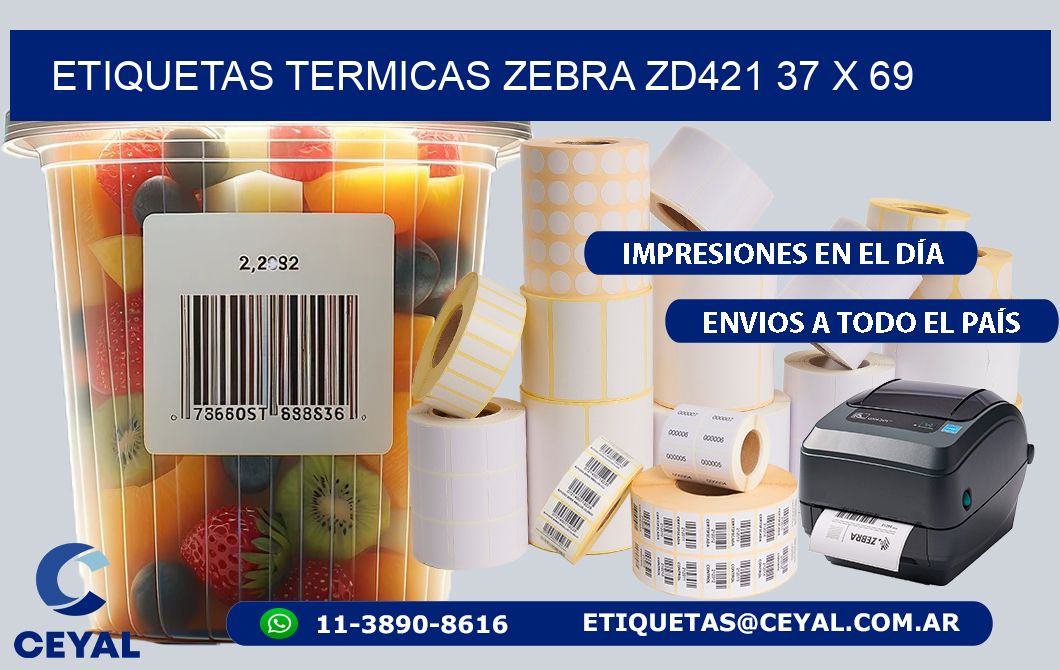 ETIQUETAS TERMICAS ZEBRA ZD421 37 x 69