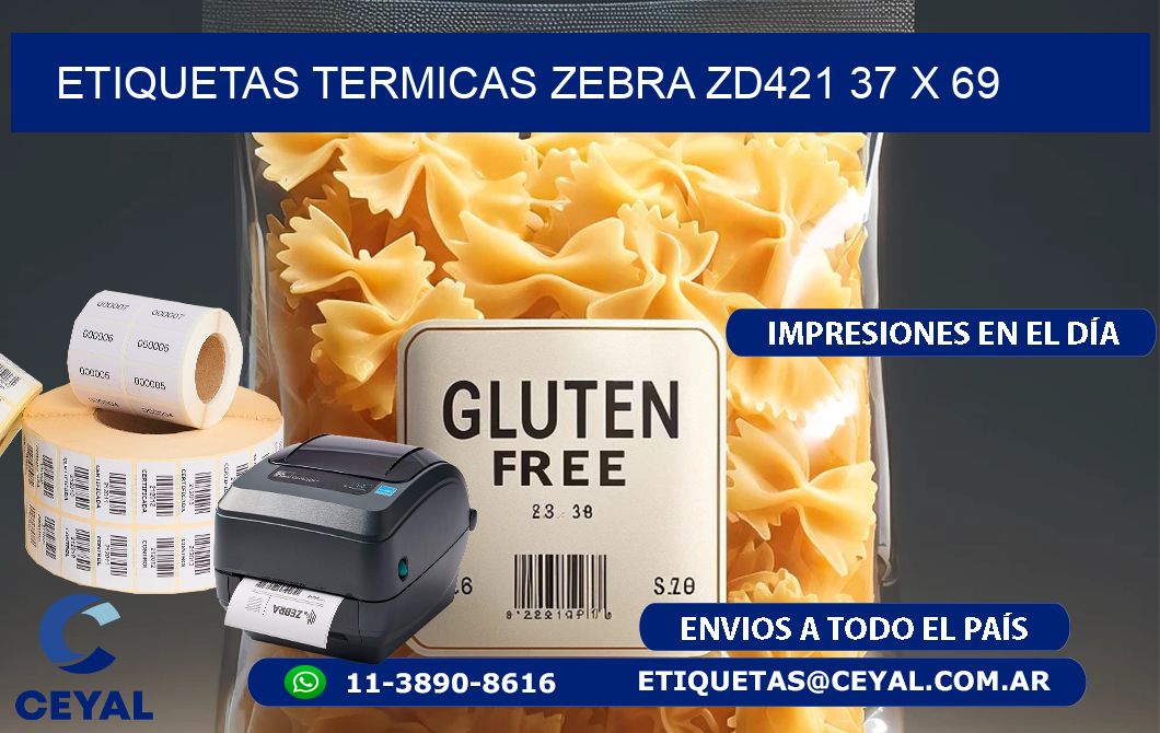 ETIQUETAS TERMICAS ZEBRA ZD421 37 x 69