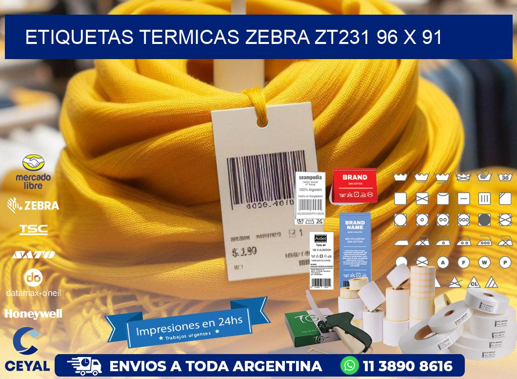 ETIQUETAS TERMICAS ZEBRA ZT231 96 x 91