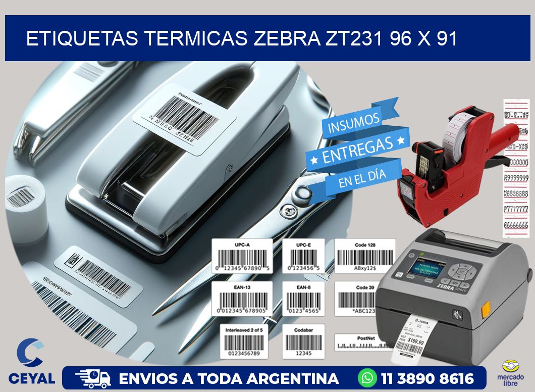 ETIQUETAS TERMICAS ZEBRA ZT231 96 x 91
