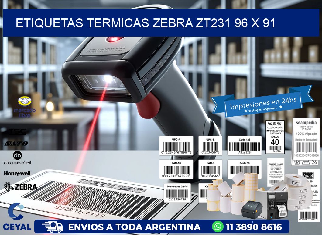 ETIQUETAS TERMICAS ZEBRA ZT231 96 x 91
