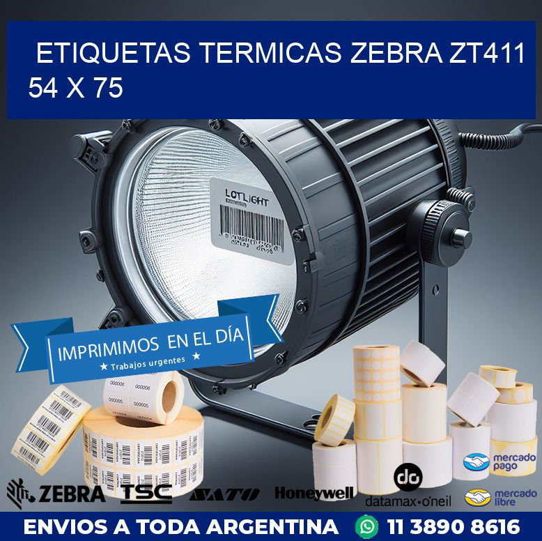 ETIQUETAS TERMICAS ZEBRA ZT411 54 x 75