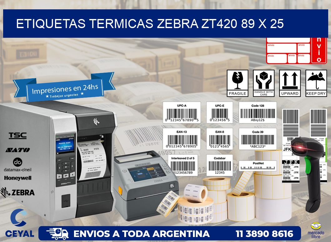 ETIQUETAS TERMICAS ZEBRA ZT420 89 x 25