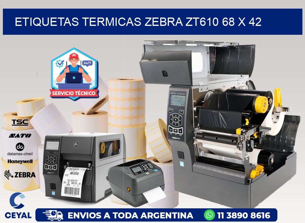 ETIQUETAS TERMICAS ZEBRA ZT610 68 x 42