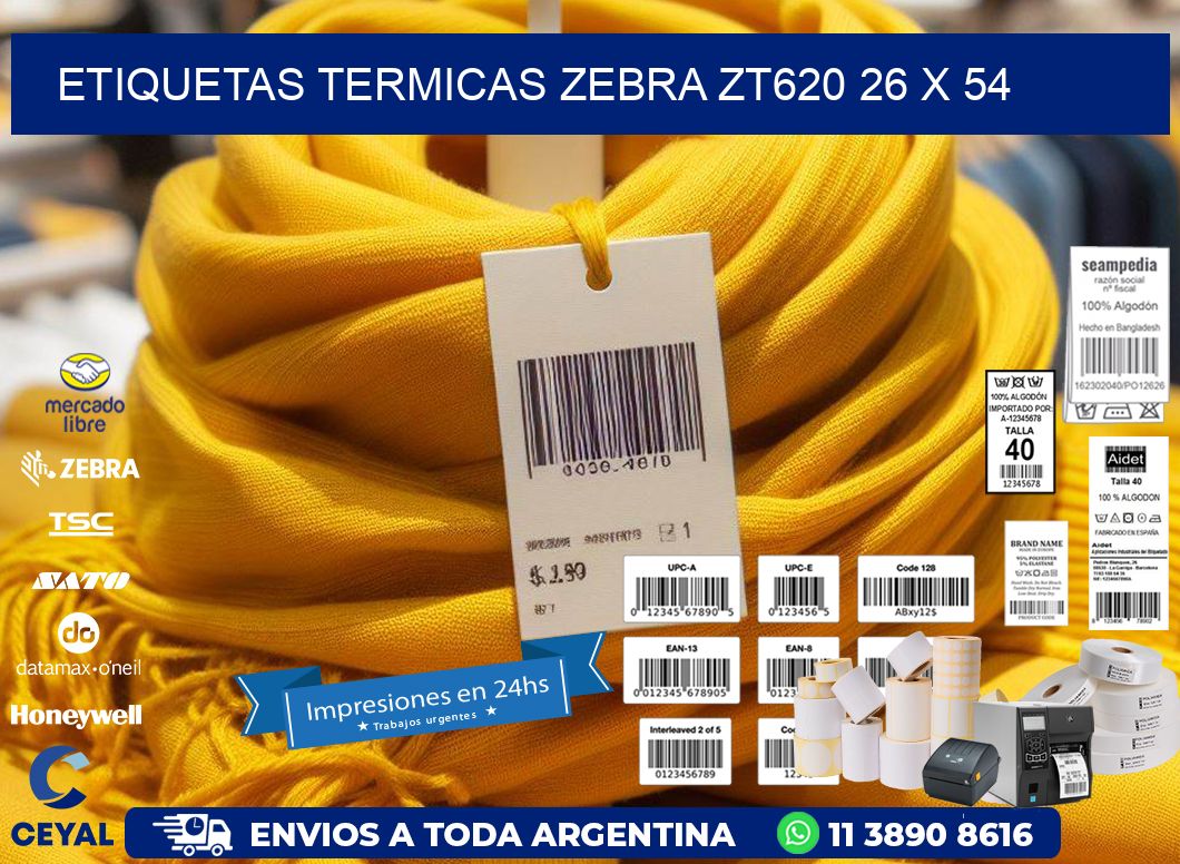 ETIQUETAS TERMICAS ZEBRA ZT620 26 x 54