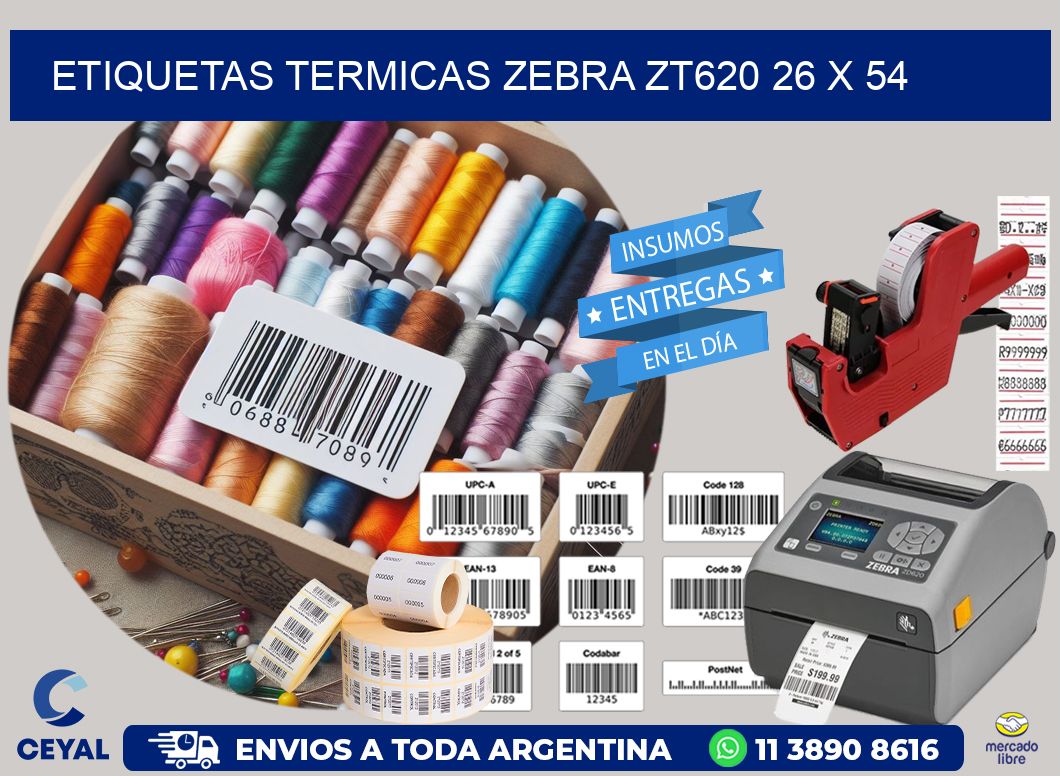 ETIQUETAS TERMICAS ZEBRA ZT620 26 x 54