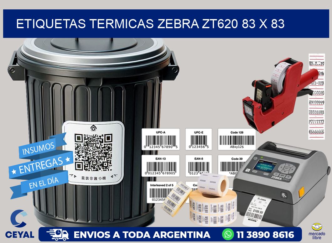 ETIQUETAS TERMICAS ZEBRA ZT620 83 x 83