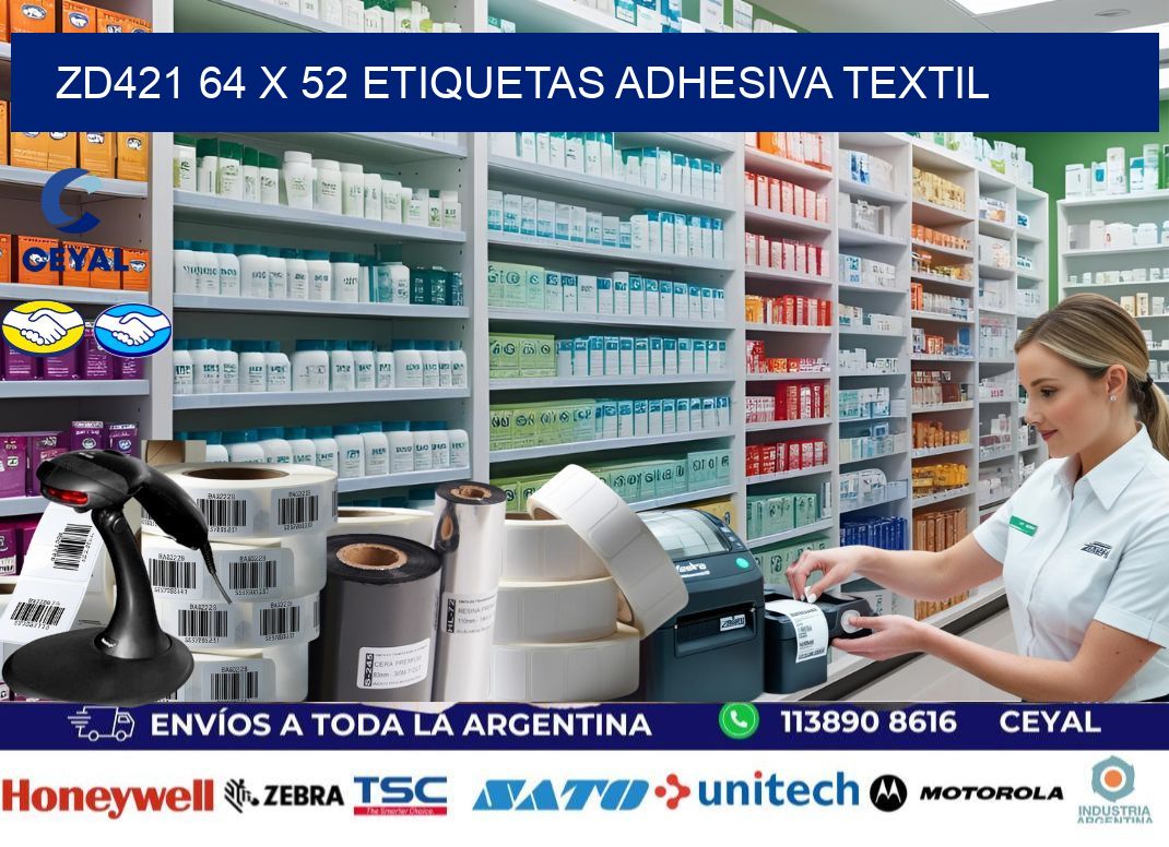 ZD421 64 x 52 ETIQUETAS ADHESIVA TEXTIL