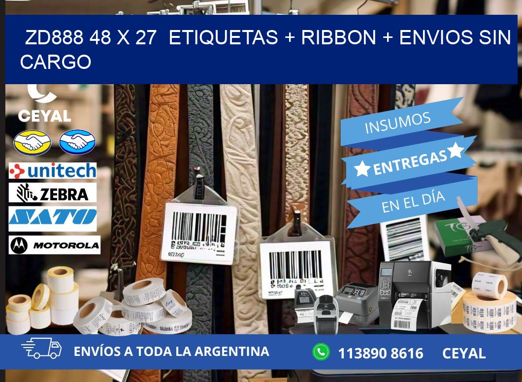 ZD888 48 x 27  etiquetas + ribbon + envios sin cargo