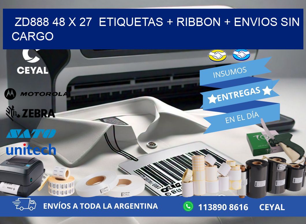 ZD888 48 x 27  etiquetas + ribbon + envios sin cargo