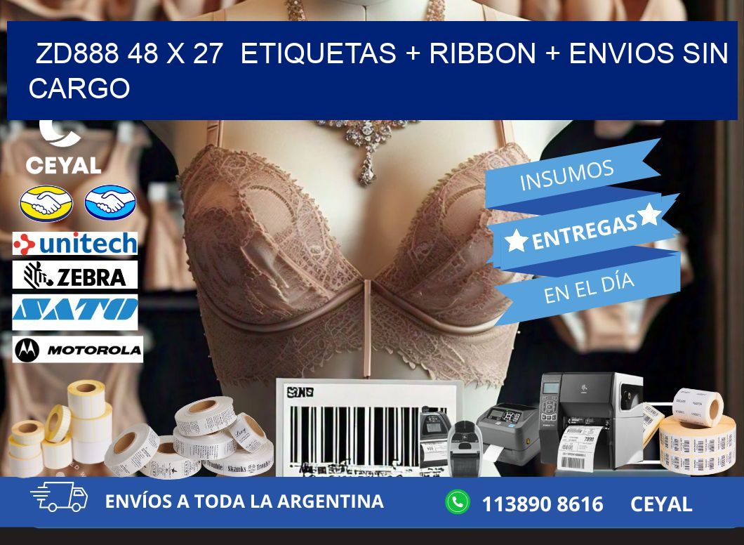 ZD888 48 x 27  etiquetas + ribbon + envios sin cargo