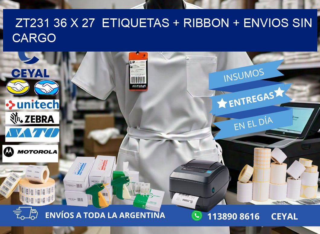 ZT231 36 x 27  etiquetas + ribbon + envios sin cargo