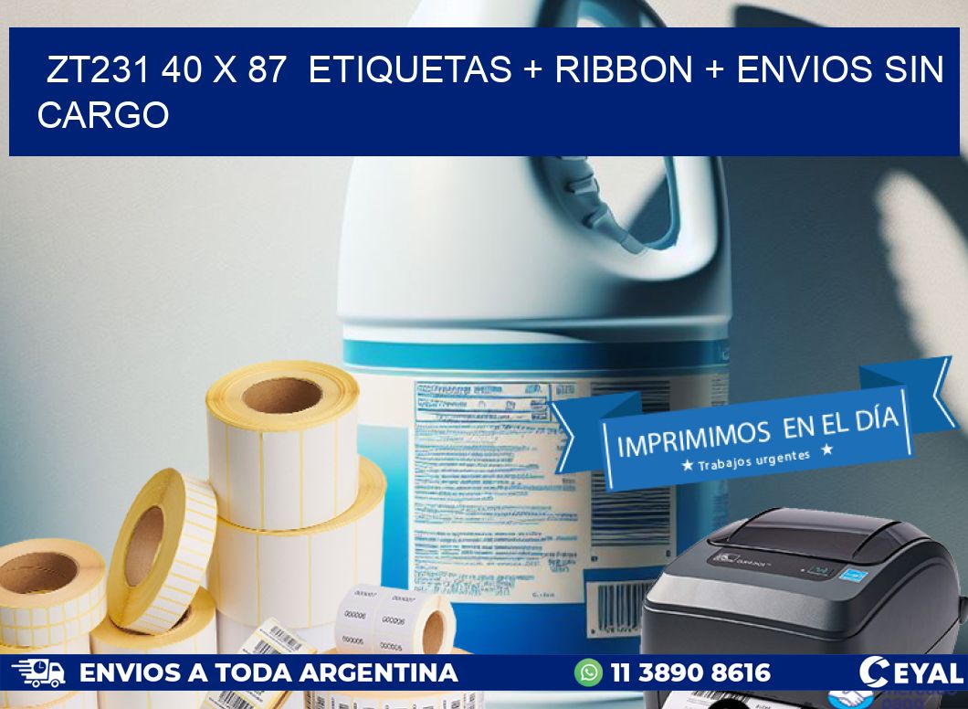 ZT231 40 x 87  etiquetas + ribbon + envios sin cargo
