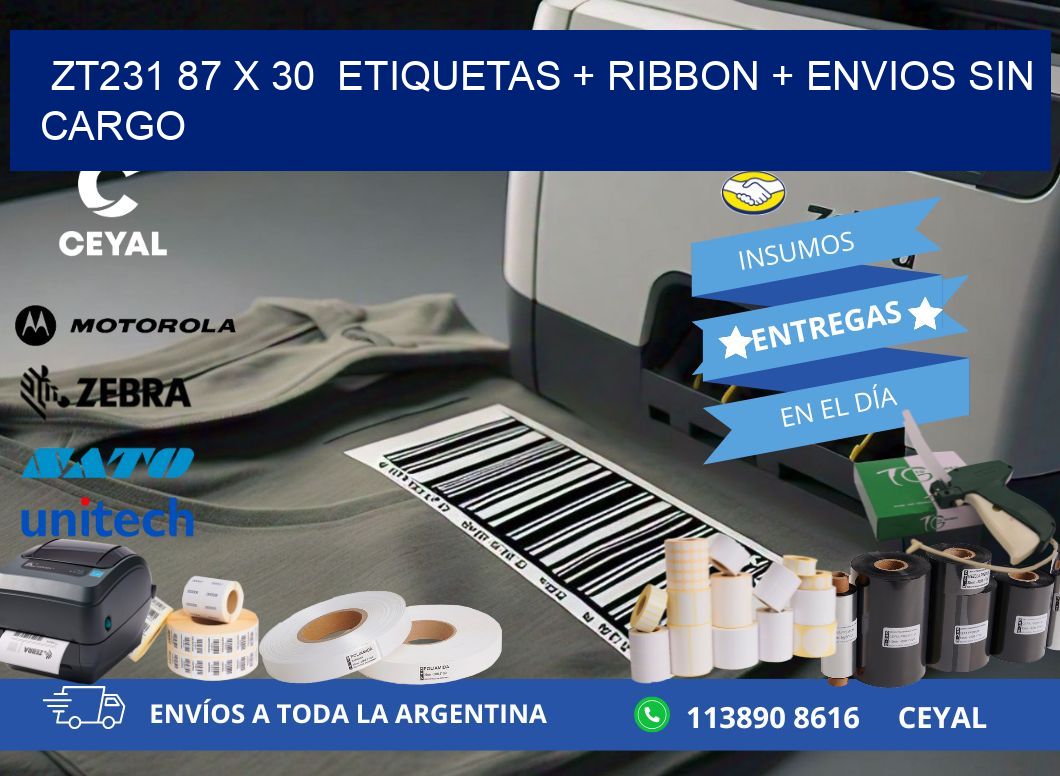 ZT231 87 x 30  etiquetas + ribbon + envios sin cargo