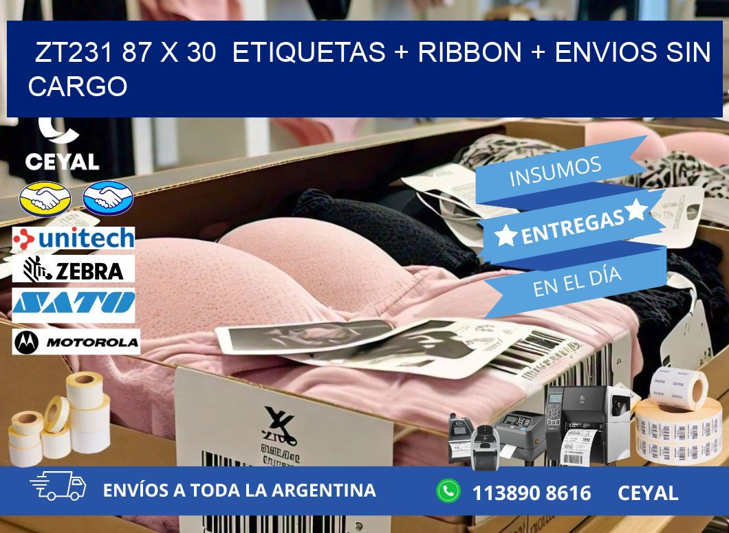 ZT231 87 x 30  etiquetas + ribbon + envios sin cargo