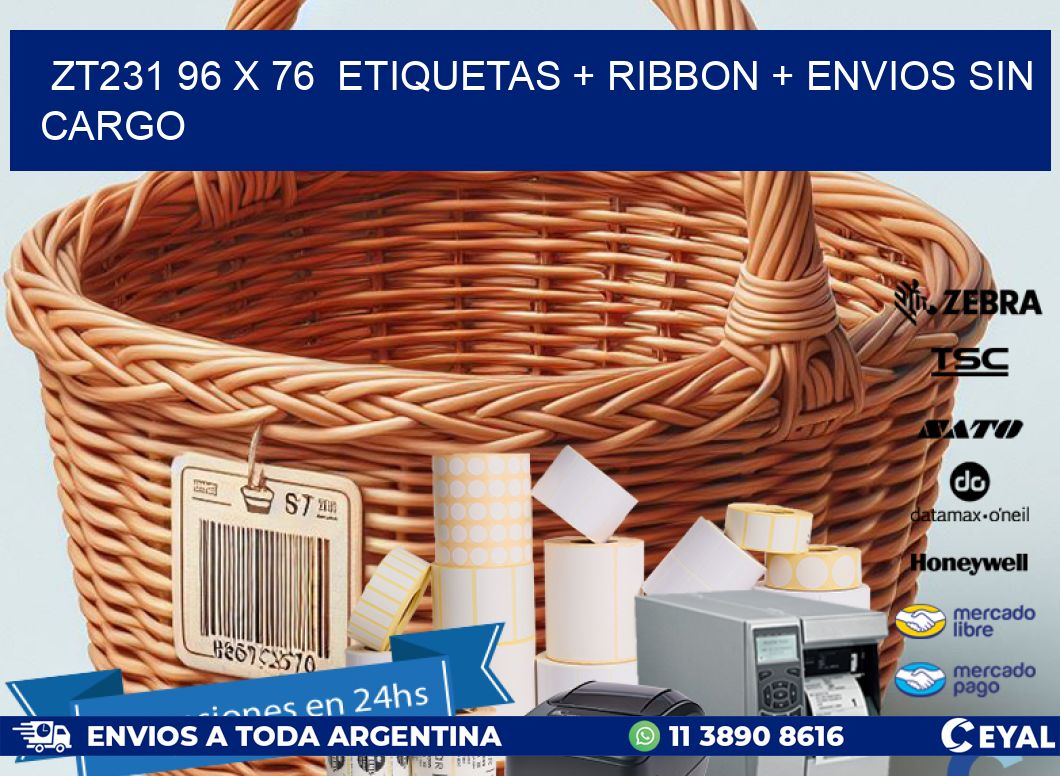 ZT231 96 x 76  etiquetas + ribbon + envios sin cargo