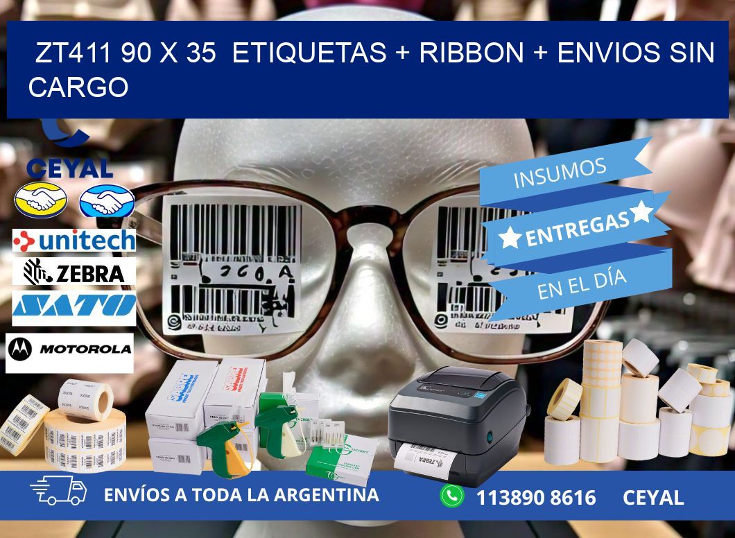 ZT411 90 x 35  etiquetas + ribbon + envios sin cargo