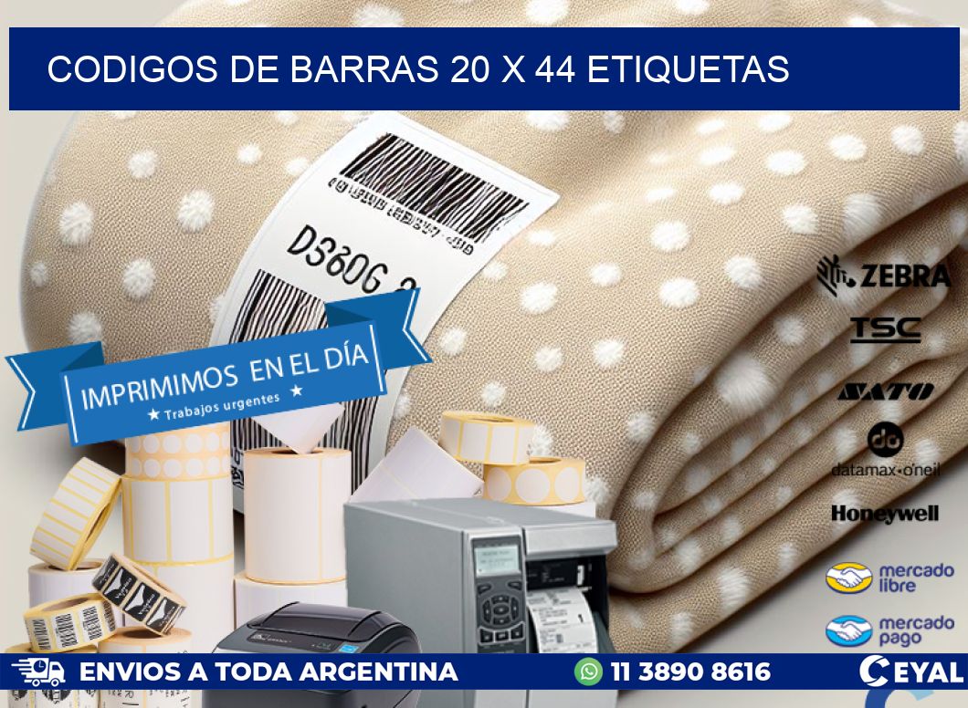 codigos de barras 20 x 44 etiquetas