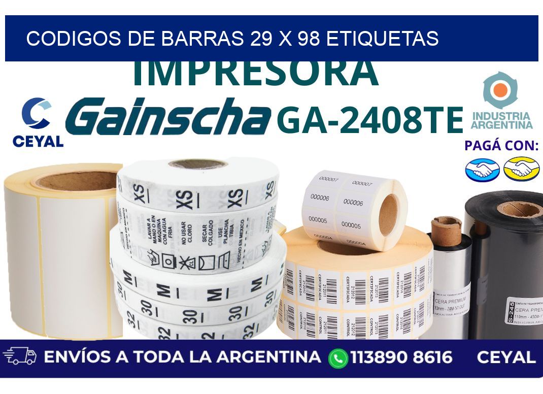 codigos de barras 29 x 98 etiquetas