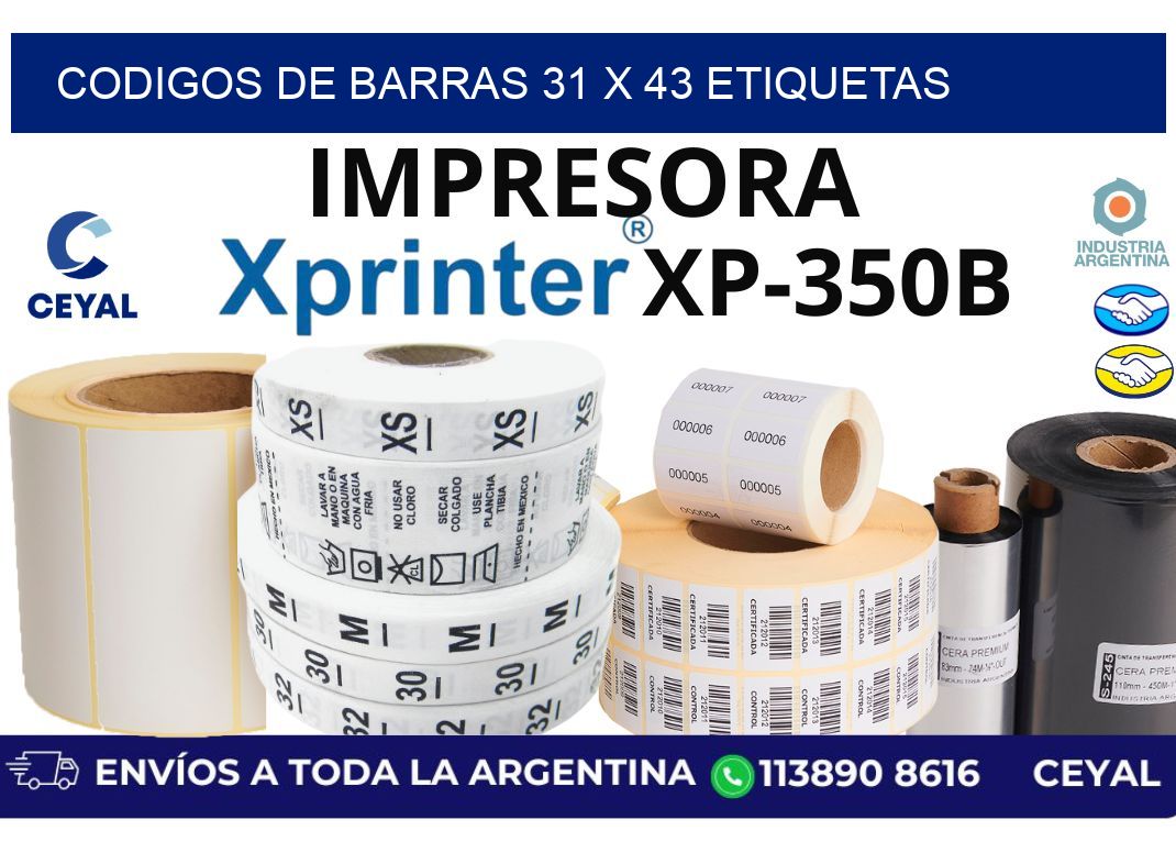 codigos de barras 31 x 43 etiquetas