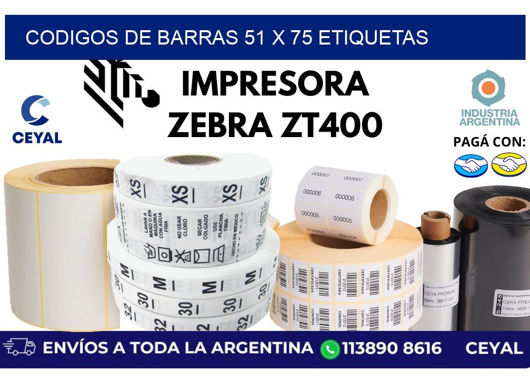 codigos de barras 51 x 75 etiquetas